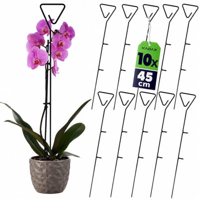 Bloemensteun, 10 stuks, plantensteun van staal, hoogte: 50 cm - decoratieve steunstaven voor orchideeën, bloemen, planten, kamerplanten, bloempot, klimhulp, klimstaven - Driehoek KADAX