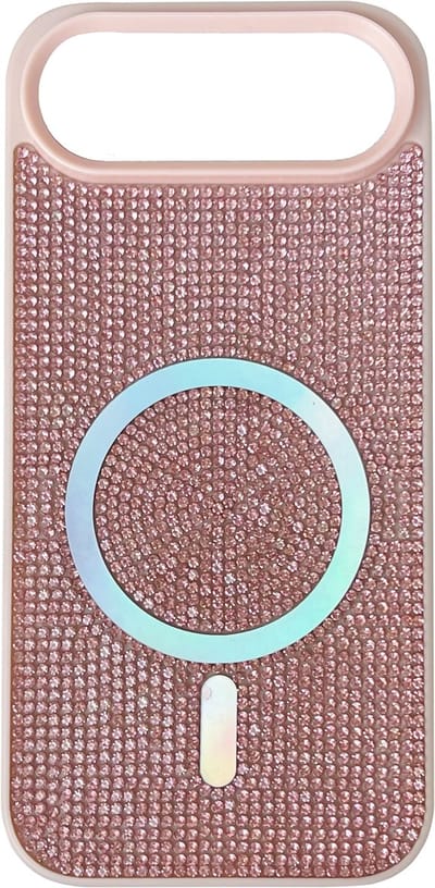 Casemania Hoesje Geschikt voor Apple iPhone 17 Air - Roze - Diamant Glitter Backcover Geschikt voor MagSafe - Draadloos Oplaadbare Telefoonhoesje