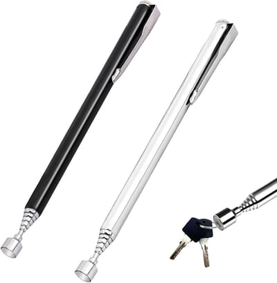 Telescopische Magneetstaven - Uittrekbare Staafmagneten - Onderdelen Vinden - Extra Sterke Zuigkracht - Tot 65 cm - Zwart en Zilver