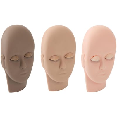 Kit d'entraînement pour extensions de cils Tête de mannequin à cils 3 couleurs 3 paires de paupières amovibles beige