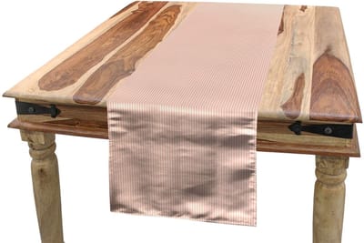 ABAKUHAUS Gestreepte tafelloper – 40x180 cm – Polyester – Bleeke perzik en roze