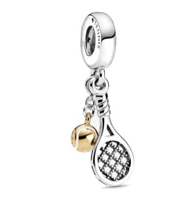Fler® | 925 Sterling Zilver Bedel | Tennisracket & Tennisbal | 925 Sterling Zilver | Zirkonia | Tennis | Past op populaire bedel armbanden (standaard - 3mm) | armbandbedel | Sinterklaas kado | Kerst cadeau | Valentijnsdag cadeau | Bedels Charms Beads