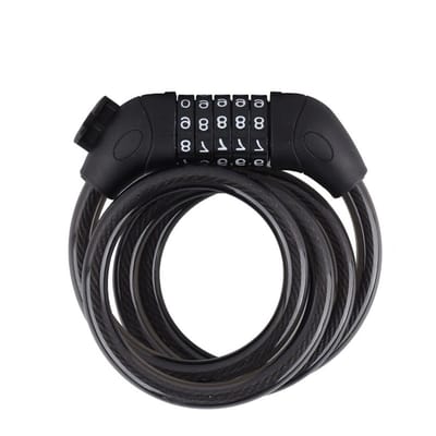 TOVBMUP Fietsslot - Kabelslot - Antidiefstalcombinatieslot - Cijferslot - 12 mm x 1,2 m - 5-cijferig combinatieslot - Zwart