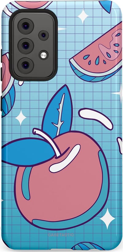Casetastic Hoesje Geschikt voor Samsung A52 (4G/5G/s) - Stijlvolle Beschermende Duo-layer Case - Fruitige appel ruitjes