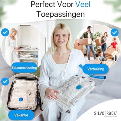 Dailygoods- Vacuümzakken 6 stuks - 40 x 60 cm - BPA-vrij - Vacuümzakken voor kleding/jassen - Ruimtebesparing tot 80% - Inclusief pomp - Opbergtassen