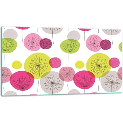 TMK ArtDeko - Snijplank - Glas - 52x30cm - Kleurig Bloemenmotief