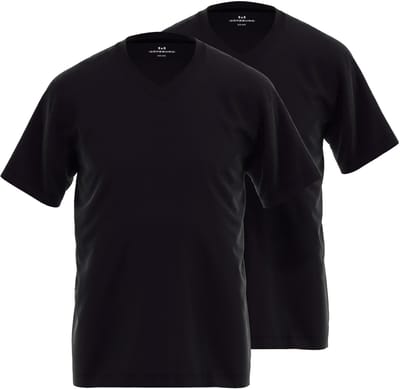 Gotzburg heren T-shirts regular fit V-hals (2-pack) - zwart