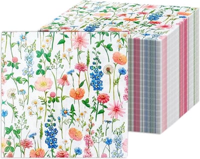 Kleurrijke bloemenservetten, 20 stuks, 16,5 x 16,5 cm, wegwerpservetten voor feesten, decoratie voor babyshowers, verjaardagen en bruiloften