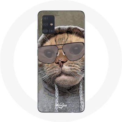 Samsung Galaxy A51 hoesje Kat met grappige fotokap Dieren