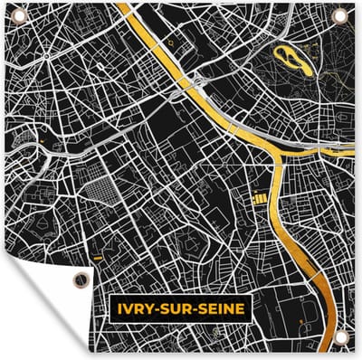 Tuin poster Stadskaart – Plattegrond – Kaart – Frankrijk - Ivry-sur-Seine - 200x200 cm - Tuindoek