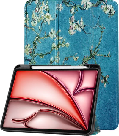 Hoes - Geschikt voor Apple iPad Air (2024/2025/2026) - 11 inch - Dun & Stevig - Trifold Bookcase - Hard Cover Case - Met Uitsparing Geschikt voor Apple Pencil - Hardcover Book - Tablet Hoesje - Bloesem