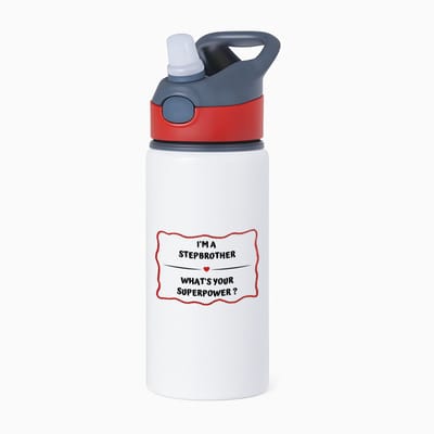 Hacebo® - I'm a stepbrother what's your superpower? waterfles met rietje rood - Broer - super stiefbroer - verjaardag - cadeautje voor broer - broer artikelen - kado - geschenk - water fles - 650ML