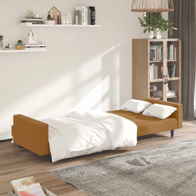vidaXL - Slaapbank - 2-zits - fluweel - bruin