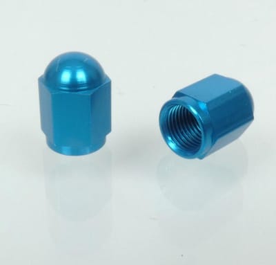 Bouchon de valve Bike It Hexagonal aluminium anodisé bleu pour moto auto Neuf