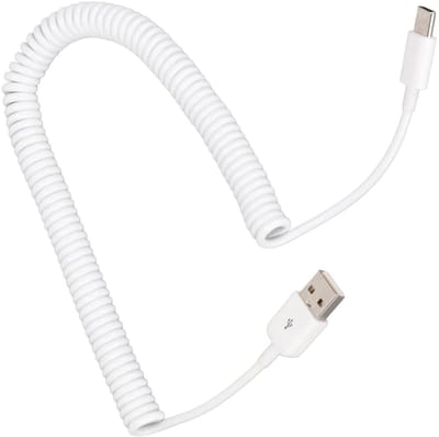Coiled USB C Kabel voor Auto, Snelladen Type C Kabel, USB naar USBC Coiled Kabel, 480Mbps Gegevensoverdracht, Ideaal voor Auto-opladers en Accessoires