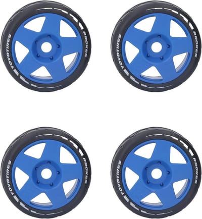 RC Wielen Banden - Race Banden Set - Op Afstand Bestuurbare Auto - Sterke Grip Slijtvast - 17mm Adapter - Blauw