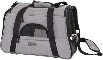 lionto kattentransporttas, ademend, veilig & comfortabel tot 10 kg grijs