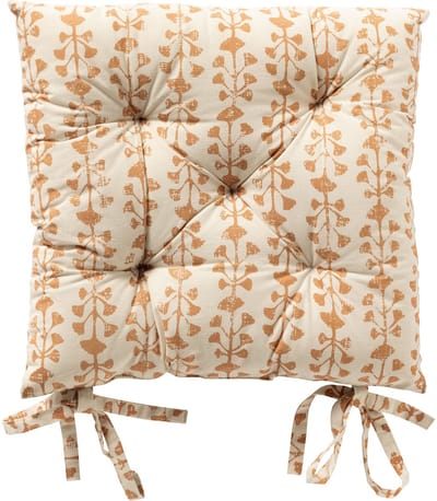 Dutch Decor - FRANCINE - stoelkussen 40x40 cm - bladmotief - met striklinten - Dusty Coral - roze, wit - Zitkussen