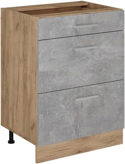 Keukenkast Onderkast 60 cm met Lades in Betonlook - Flexibele Keukenmodule