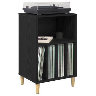 vidaXL - Draaitafelstand - Zwart - eiken - 47 - x - 39,5 - x - 74,5 - cm - Bewerkt - hout
