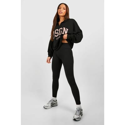boohoo Dames Hoge Naadloze Rib Legging | Zwart | Maat: Small