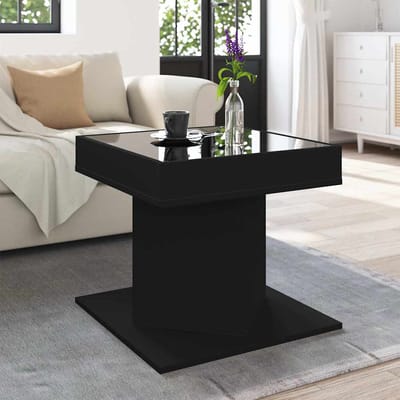 vidaXL - Salontafel - met - LED - 50x50x45 - cm - bewerkt - hout - zwart