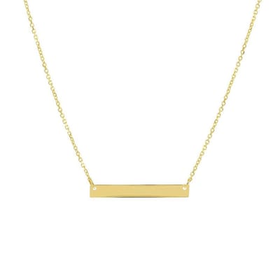 YO&NO - Ketting - Goud - Anker - Graveerplaatje -  1,0 mm -  plaat 3,5 mm - 43 - 46 cm - Sieraden vrouw - 14k - 585 goud