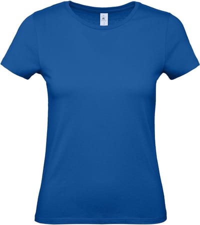 Blauw basic Dames t-shirt - met ronde hals - katoen - 145 grams - shirts / dameskleding - korte mouwen XS
