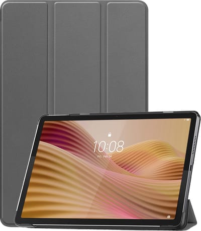 Hoesje - Geschikt voor Lenovo Tab 10.1 inch - Dun & Stevig - Trifold Bookcase - Hard Cover - Hardcover Book Case - Tablet Hoes - Grijs