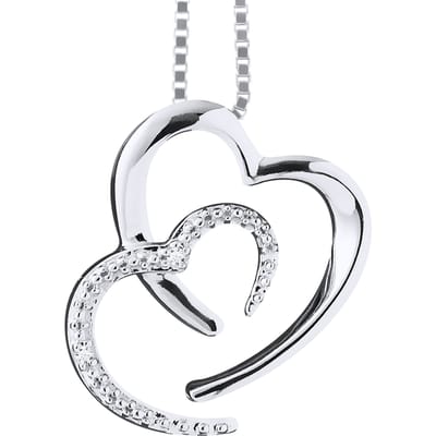 2 harten ketting Diamonds 0.010 Cts White Gold