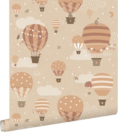 ESTAhome behang luchtballonnen beige en terracotta - 53 cm x 10.05 m - 139801