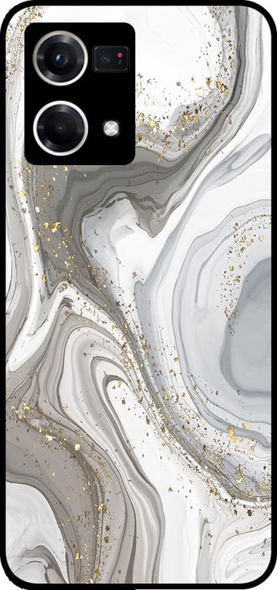 Smartphonica Telefoonhoesje Geschikt voor Oppo Reno8 4G met marmer opdruk - TPU backcover case marble design - Zilver geschikt voor Oppo Reno8 4G