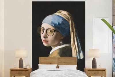 Behang - Fotobehang Meisje met de parel - Johannes Vermeer - Bril - Breedte 170 cm x hoogte 260 cm