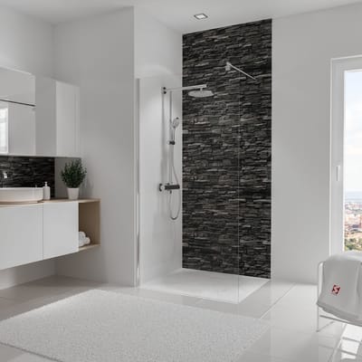 Schulte badkamer achterwand - steen antraciet - 100x255 - zelf inkortbaar en zelfklevend - wanddecoratie - muurdecoratie - wandpanelen - muurbekleding