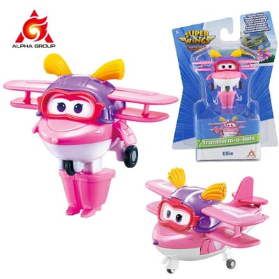 Super Wings Mini Dizzy Robot Transformable en Avion en 3 Étapes Figurine d'Action Déformable de 2 Pouces 2 Modes Transformables Jouet pour Enfant