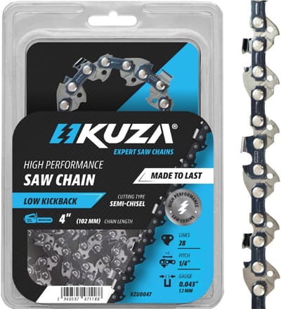 10 cm kettingzaagketting 4 inch, 1/4" pitch .043" 1.1 mm 28 TG, geschikt voor kettingzagen en takknippers