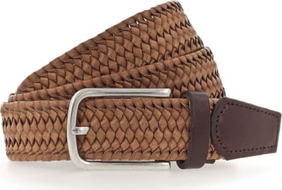 Vanzetti Leren Riem Braided Men's Belt 35 mm W80 Camel Lichtbruin
