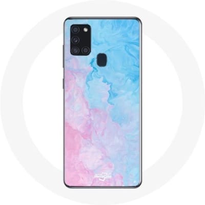 Samsung Galaxy A21S Hoesje Roze Blauwe Achtergrond