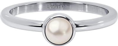 Quiges Stapelring Dames - Vulring - RVS Zilverkleurig met Kunstparel - Maat 20 - Hoogte 2mm