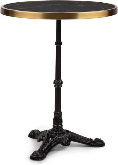 Bistrotafel Marmer - Tuintafel Bijzettafel - Gezellig Buiten Zitten - Uniek Marmeren Blad - 72 cm Hoog - Zwart