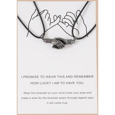 2 stuks Magnetische Aantrekkingskracht Dubbele Hand Kettingen Hangers Voor Vrouwen Romantische Sieraden Roestvrijstalen Ketting Bruiloft Ketting Bff Cadeau zwart