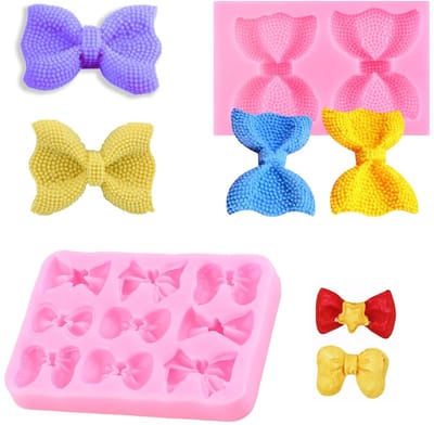 Dailygoods - 2 stuks siliconen vormen fondant strik vorm, fondant vormen siliconen strik, siliconen vorm bowknot, roze fondant vormen voor cupcake-toppers, doe-het-zelf knutselprojecten, verjaardagstaart