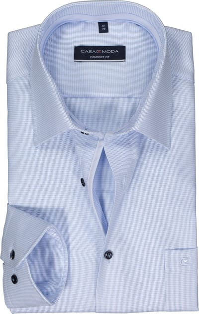 CASA MODA comfort fit overhemd - structuur - blauw - Strijkvriendelijk - Boordmaat: 43 (EU maat: XL)