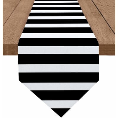 Zwart Witte Streep Linnen Tafel Runner Commode Sjaals Decor Herbruikbaar Boerderij Keuken Eettafel Runner Vakantiefeest Decor 150x33cm