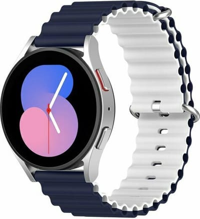 By Qubix - 20mm - Ocean Style bandje - Donkerblauw / wit - Geschikt voor Huawei watch GT 2 (42mm) - Huawei watch GT 3 (42mm) - Huawei watch GT 3 Pro (43mm)