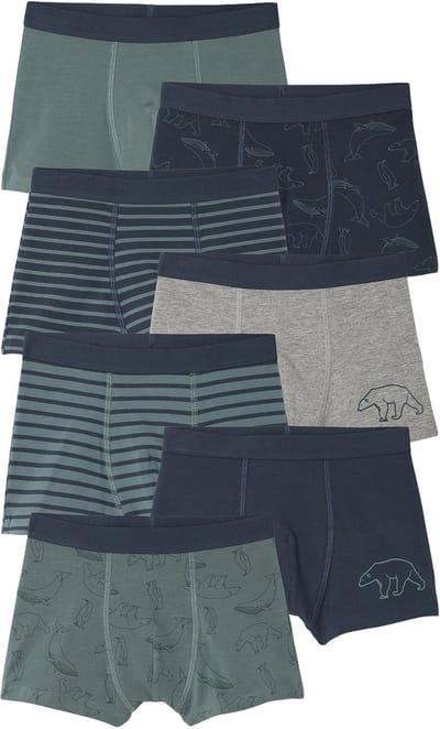 Vertbaudet Set van 7 boxershorts voor jongens met strepen en berenprint