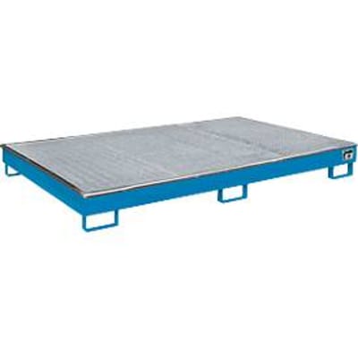 Bauer Etagebak RW-GR 2200-1 PE, met PE inzet, met rooster, L 2165 x B 1315 x H 230 mm, lichtblauw RAL 5012