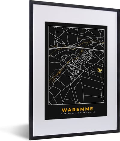 Fotolijst incl. Poster - Waremme - Kaart - Stadskaart - Goud - Plattegrond - 30x40 cm - Posterlijst