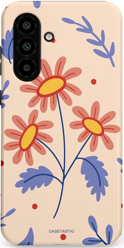 Casetastic hoesje geschikt voor Samsung Galaxy A36 / Samsung Galaxy A56 - Dubbellaagse bescherming - Perzikbloem trio - Fashion Case - Lavendel Perzik Zand