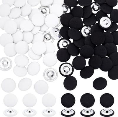 100 Stk. Ronde Stof Beklede Knopen in 2 Kleuren voor Naaien, Jurken en Blouses - 17 x 7,5 mm, Gat: 2,5 mm